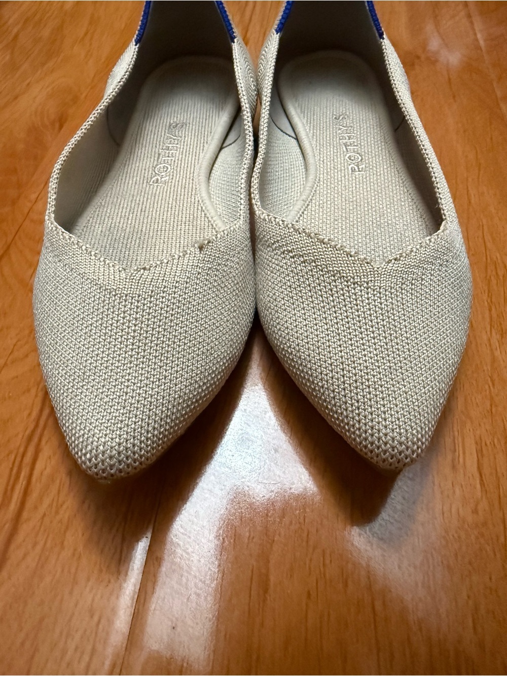 Rothy's Pointed Knit Flats in Light Beige - 6.5